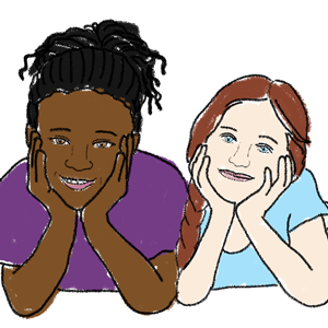Illustration of two children smiling