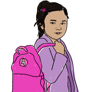 Illustration of child with backpack
